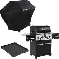 Broil King Gasgrill Regal 490 - BUNDLE schwarz/edelstahl, mit Seiten- und Heckbrenner, inkl. Gussplatte und Schutzhülle