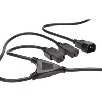 Digitus Netzverteilerkabel, C14 - 2x C13 St/Bu, 1.7m, H05VV-F3G  1.0qmm/0.75qmm, sw