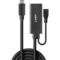 Lindy USB 3.2 Gen 1 Aktivverlängerungskabel, USB-C Stecker > USB-A Buchse schwarz, 5 Meter