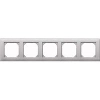 Merten Rahmen fünffach für waagerechte und senkrechte Montage, Thermoplast, matt aluminium, Retail