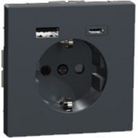 Merten Schutzkontakt Steckdose mit USB Ladegerät Typ MEG2367-6034, Unterputz, 16 Ampere, 250 Volt anthrazit, Retail