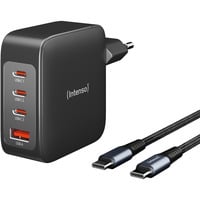 Intenso Power Adapter W140A3C GaN + C520C Kabel Beeindruckende Leistung von 140 W, 1x USB-A und 3x USB-C Ports, incl. USB-C zu C Kabel C520C