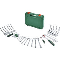 Bosch Heimwerken & Garten Advanced Werkzeugkoffer, 132-teilig, Steckschlüssel grün, mit 2 Umschaltknarren 1/4" und 1/2"