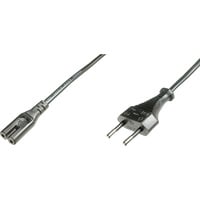 Digitus Netzanschlusskabel, Euro - C7 St/Bu, 1.8m,  H03VVH2-F 0.75qmm, schwarz