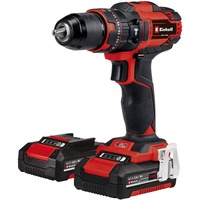 Einhell Akku-Schlagbohrschrauber-Set TE-CD 18/40 Li-i +64, 18Volt rot/schwarz, 2x Li-Ion-Akku 2,0Ah, 64-teiliges Zubehör