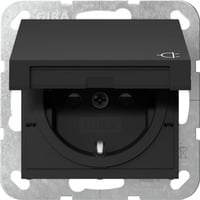 Gira Schutzkontaktsteckdose Typ F 16 Ampere 250 Volt mit Klappdeckel und Berührungsschutz schwarz (matt), Retail