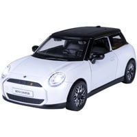 Jamara BMW Mini Cooper Diecast, Modellfahrzeug weiß, Maßstab 1:28, inkl. Knopfzellen, Rückzugmotor