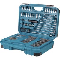 Makita Handwerkzeug-Set E-17980, 231-teilig blau, mit 2 Umschaltknarren, 1/4" und 1/2", Koffer