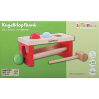 VEDES Kugelklopfbank mit bunten großen Kugeln, 24 x 11 x 10 cm, Holzspielzeug, Werkbank 