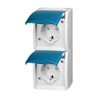 4011395114957 - Steckdose senkrecht zweifach mit erhöhtem Berührungsschutz und Beschriftungsfeld