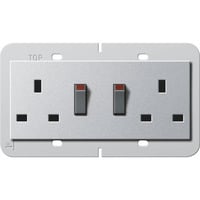 Gira Doppelsteckdose British Standard geschaltet mit Shutter mit Schraubklemmen aluminium, Retail