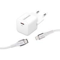 INTENSO 7803052 - USB-Ladegerät, 30 W, 1x USB-C, GaN, weiß, Lightning Kabel 1,5 m