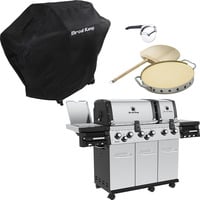 Broil King Gasgrill Regal S 690 Pro IR - BUNDLE edelstahl, mit Infrarot-Seitenbrenner und Heckbrenner, inkl. Pizzastein Set Imperial und Schutzhülle