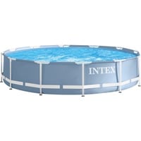Intex Frame Pool Set Prism Rondo 126726GN, Ø 457 x 122cm, Schwimmbad grau/blau, Kartuschen-Filteranlage ECO 638G
