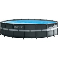Intex Frame Pool Set Ultra Rondo XTR, Ø 549 x 132cm, Schwimmbad dunkelgrau/blau, mit Sandfilteranlage