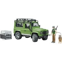 bruder Land Rover Defender Station Wagon, Modellfahrzeug grün/schwarz, Inkl. Förster und Hund