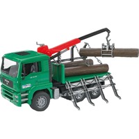 MAN Holztransport-LKW mit Ladekran und 3 Baumstämmen, Modellfahrzeug