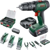 Bosch Heimwerken & Garten Akku-Schlagbohrschrauber UniversalImpact 18V + SystemBox grün/schwarz, Li-Ionen Akku 1,5Ah + 2,5Ah, Koffer + 210-teiliges Zubehör, POWER FOR ALL ALLIANCE
