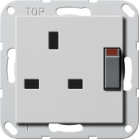 Gira Steckdose British Standard geschaltet mit Shutter grau, Retail