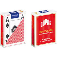 ASS Altenburger 100 Prozent Plastik Poker Jumbo Index Spielkarten, Kartenspiel rot