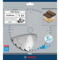 Bosch Professional PRO Wood cordless Kreissägeblatt, Ø 184mm, 24Z Bohrung 20mm, für Akku-Handkreissägen