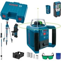 Bosch Rotationslaser GRL 300 HVG Professional, mit Baustativ blau, Koffer, grüne Laserlinie