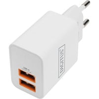Digitus USB Ladegerät 15,5 Watt, 2x USB-A weiß, PD 3.0