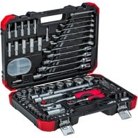 GEDORE red Steckschlüssel-Satz 1/4" + 1/2", 92-teilig rot/schwarz, mit 2 Umschalt-Knarren, SW 4mm - 32mm