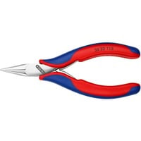 KNIPEX Elektronik-Greifzange 35 22 115, Elektronik-Zange rot/blau, glatte Greifflächen, Länge 115mm