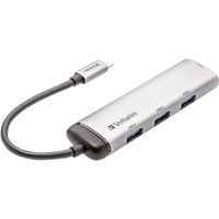 Verbatim USB-C Multiport-Hub 4xUSB 3.2, USB-Hub silber