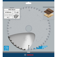 Bosch Professional PRO Wood Kreissägeblatt, Ø 250mm, 40Z Bohrung 30mm, für Tischkreissägen