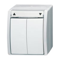 Busch-Jaeger Jalousietaster Typ 2621/4 W-54, Basiselement mit Gehäuse-Oberteil, Aufputz, 10 Ampere weiß (matt), Retail