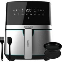 Cecotec Heißluftfritteuse CecoFry Full InoxBlack 5500 Pro, mit Zubehör schwarz/edelstahl, 1.700 Watt, Korb 5,5 Liter, mit Silikon-Zubehörpaket