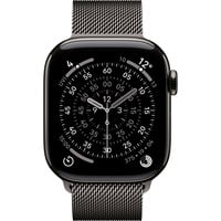 Apple Watch Series 11, Smartwatch Titan Schiefer, Titangehäuse, 42 mm, Milanaise Armband schiefer S/M, Cellular
