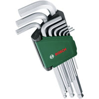 Bosch Heimwerken & Garten Innensechskantschlüssel Set, 9-teilig, Schraubendreher grün/schwarz, Aufbewahrungsclip