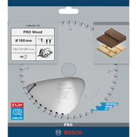 Bosch Professional PRO Wood Kreissägeblatt, Ø 160mm, 48Z Bohrung 20mm, für Handkreissägen