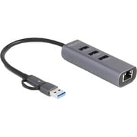 3 Port USB 5 Gbps Hub + Gigabit LAN mit USB Type-C, Dockingstation