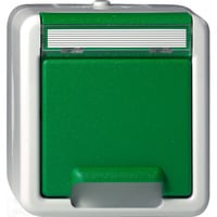 Gira Schutzkontaktsteckdose mit Klappdeckel und Beschriftungsfeld grün, Retail