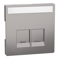 Merten Zentralplatte zweifach mit Schriftfeld und integrierten Verschlussschiebern, Abdeckung grau, Retail