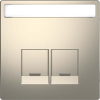 Merten Zentralplatte zweifach mit Schriftfeld und integrierten Verschlussschiebern, Abdeckung grau, Retail