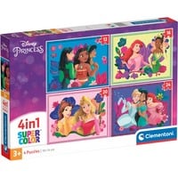 Clementoni Supercolor 4 in 1 - Disney Princess, Puzzle 4 Puzzle (12-24 Teile)