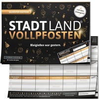 Denkriesen Stadt Land Vollpfosten - Silvester Edition, Partyspiel A5-Spielblock