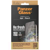 PanzerGlass Re:fresh Displayschutz, Schutzfolie transparent/schwarz, iPhone 15, Ultra-Wide Fit, EasyAligner