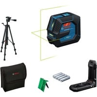 Bosch Professional Linienlaser GLL 20-22 G Professional blau/schwarz, grüne Laserlinien, inkl. Universalhalter LB 10 und Baustativ BT 150