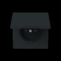 Busch-Jaeger Steckdose mit Erdungsstift mit Klappdeckel schwarz, Retail