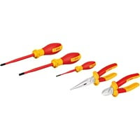 Bosch VDE Werkzeug-Set gemischt, 5-teilig rot/gelb, Seitenschneider, Spitzzange, 3 Schraubendreher