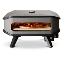 Cozze Pizzaofen 13", mit Thermometer schwarz/grau, für Pizzen bis ca. Ø 34cm, inkl. Gasschlauch mit Druckminderer