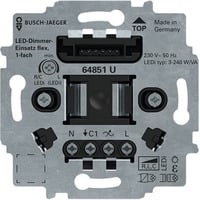 Busch-Jaeger LED-Tastdimmer-Einsatz flex Typ 64851 U, Unterputz, 3-240 Watt, Phasenan- und Phasenabschnitt schwarz (matt), Retail
