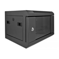 DeLOCK 25,4 cm (10") Netzwerkschrank mit Glastür, IT-Schrank schwarz, 4 HE