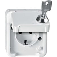 Merten Schutzkontakt-Steckdose Schuko, Aufputz, mit Schraubklemmen, IP44, 16 Ampere, 250 Volt hellgrau, Retail